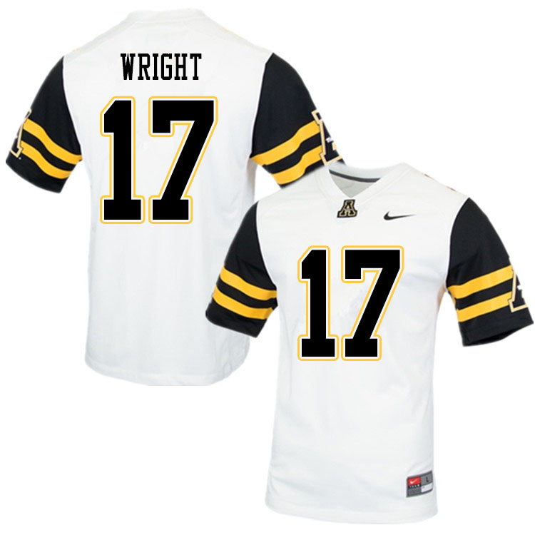 Men #17 Tommy Wright Appalachian State Mountaineers College Football Jerseys Sale-White